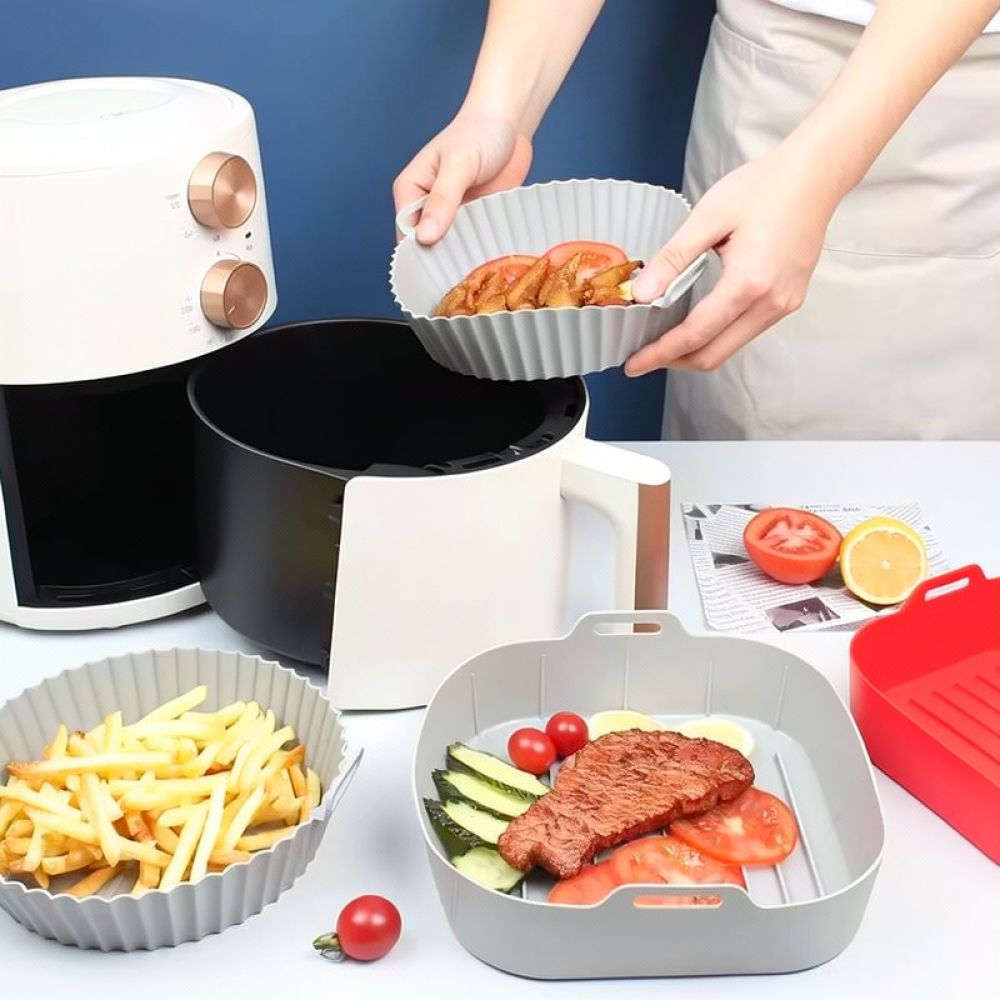Air Fryer Silicone Pot Liner - Wielorazowa, kwadratowa, silikonowa wkładka do frytkownicy,
